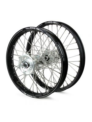 Talon / Excel A60 SNR MX Black Rims / Silver Hubs Wheel Set - Kawasaki 